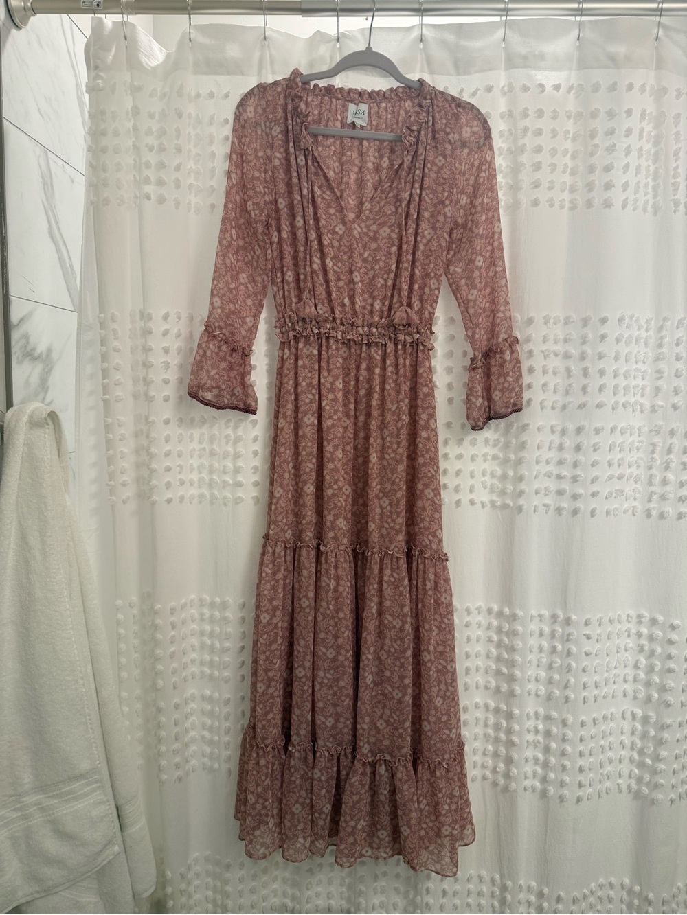 Misa Los Angeles Dusty Rose Floral Maxi Dress